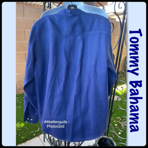 Tommy Bahama Deep Royal Blue 100% Linen Mens Long Sleeve Button Up Shirt Size M - Picture 15 of 16